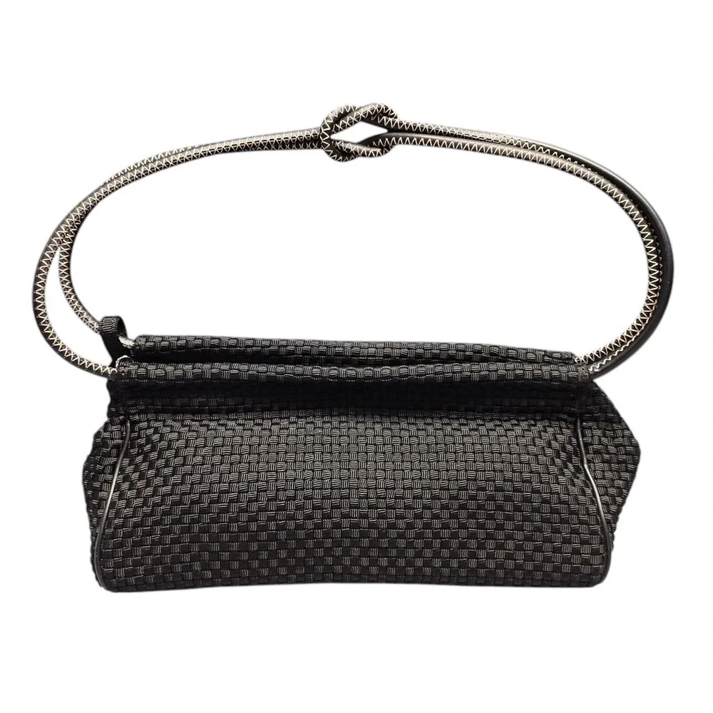 The‎ Sak Handbag Womens Black Woven Double Handle Knotted Strap Magnetic Closure